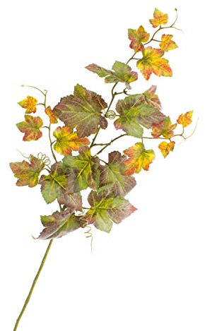 artplants.de Kunstzweig Weinreben NOAH, grün-rot, 75cm - Weinreben Deko Zweig