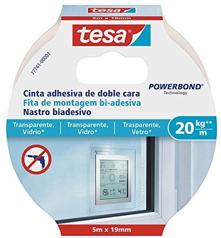 Tesa 77741-00001-00 Ruban adhésif double face pour surfaces transparentes et verre 20 kg/m