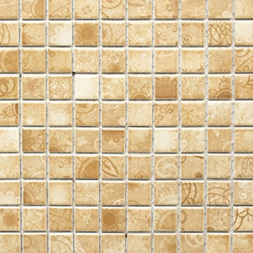 Piastrelle in ceramica effetto mosaico, stile vintage, colore beige, WB18D-1412 per pavimenti, pareti, bagno, doccia, cucina, specchio, rivestimento per vasca da bagno
