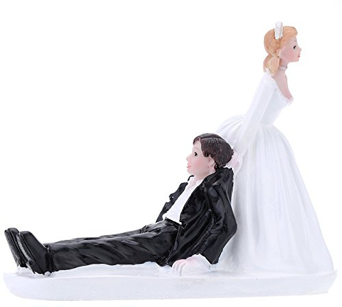 Anself Synthetic Resin Bride & Groom Wedding Cake Topper Romantic Wedding Party Decoration Adorable Figurine Craft Gift