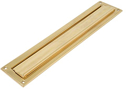 Amig Boccali cassetta delle lettere, per pareti o porte interne ed esterne, Raccoglitori in ottone, 342 x 73 mm, Misura bocca: 246 x 48 mm, Colore oro