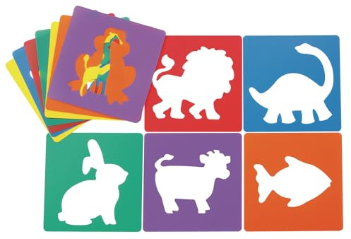 Colorations - EANST Animal Shape Stencils Set of 12 8 Plastic Stencils for Kids Arts and Crafts Material