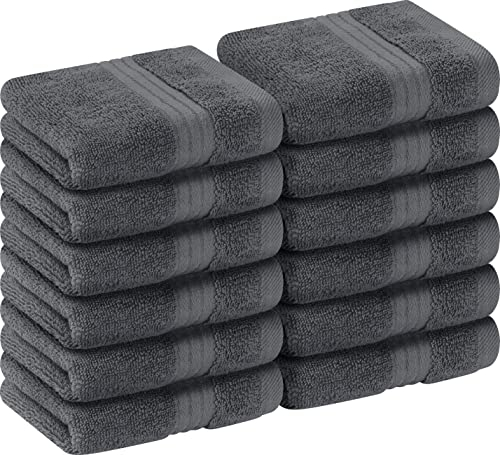 Utopia Towels - 12er Luxuriöses Waschlappen-Set aus 100% Baumwolle, saugfähig und weich, 30 x 30 cm, Seifentücher (Grau)