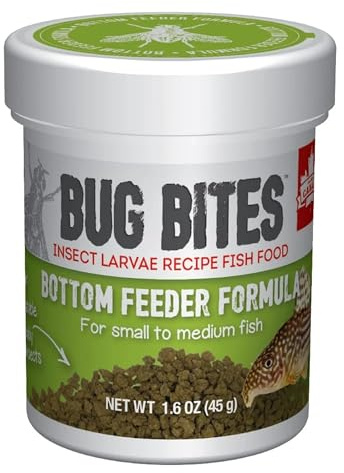 Fluval Bug Bites Fischfutter, mit Insektenlarven, für am Boden fressende Fische, sinkendes Granulat, 1,4-2mm, 45g