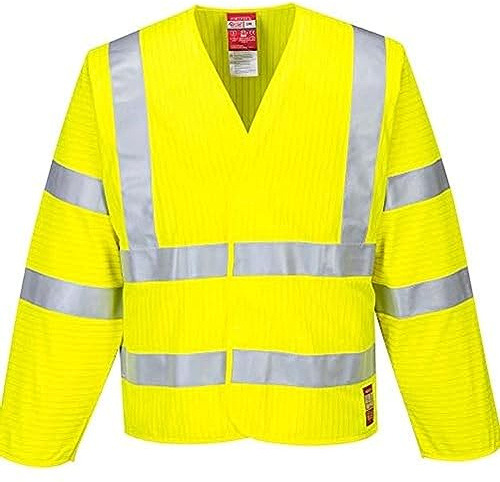 Portwest FR85 Antistatische Warnschutzjacke Großzügige Passform Langarm | Gelb, L/XL, EN ISO 20471 Klasse 3, EN ISO 14116, EN 1149-5, Polyester, Reflektierend, Antistatisch, Flammhemmend, Metallfrei