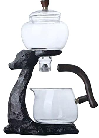 P Prettyia Lazy Kungfu Tea Set Drip Pot with Base Infuser Tea Drip Pot Teacup Automatic Tea Set Glass Teapot Infuser for Tea Coffee Make Home