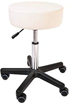 Promafit Rollhocker Fritz mit PU-Rollen - Sitzstuhl Arbeitsstuhl Arbeishocker Rollhocker Hocker in Drehhocker Bürostuhl Praxishocker - ergonomisch - stufenlos höhenverstellbar (Weiß)
