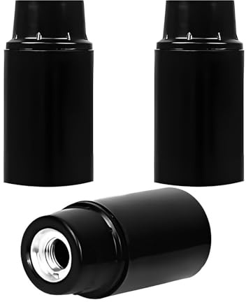 E14 ES kleines, dünnes, schwarzes Gewinde, ohne Schlüssel, mit Phenolhase, Lampenfassung (3er-Pack)