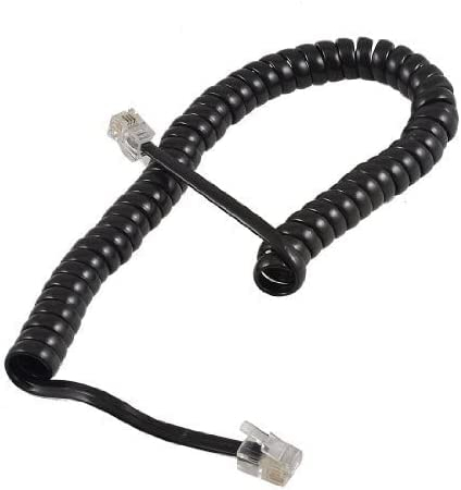 CABLEPELADO Cavo telefonico | Cavo RJ10 | Cavo RJ9 | Cavo RJ22 | Cavo telefonico a linea fissa | Lunghezza a spirale | 4 fili 4P4C | 7 metri | Nero