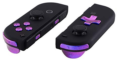 eXtremeRate Botones de D-Pad Versión para Nintendo Switch y OLED, Teclas de ABXY Dirección SR SL L R ZR ZL Gatillos, Resorte para Joycons (Compatible D-Pad Carcasa) - Azul a Violeta