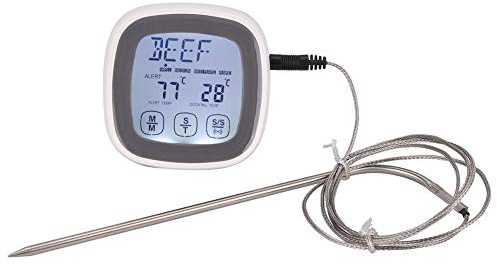 Termometro con display digitale Termometro a lettura istantanea per carne con sonda in acciaio inossidabile Termometro per alimenti Timer Touch Screen Termometro per griglia per Cottura esterna