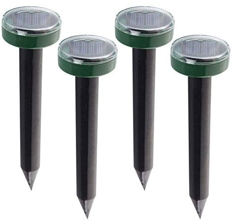 NGwenyicanI 4Pcs Mole Rat Repellent Solar Ultrasonic Repeller Spike Garden Pest Deterrent