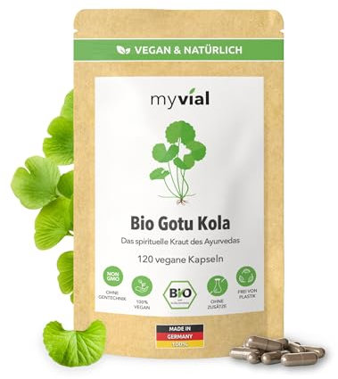 Bio Gotu Kola Kapseln 120 Stück hochdosiert vegan indischer Wassernabel Tigergras ohne Zusätze, plastikfrei verpackt & laborgeprüft produziert in Deutschland