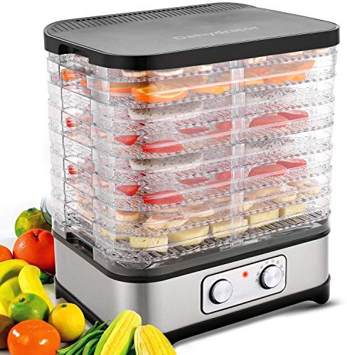 Deshidratador con regulación de temperatura, 8 niveles, deshidratador extraíble, regulación de temperatura 35-70 ℃ para carne, frutas, verduras y nueces, 400 W, button, sin BPA