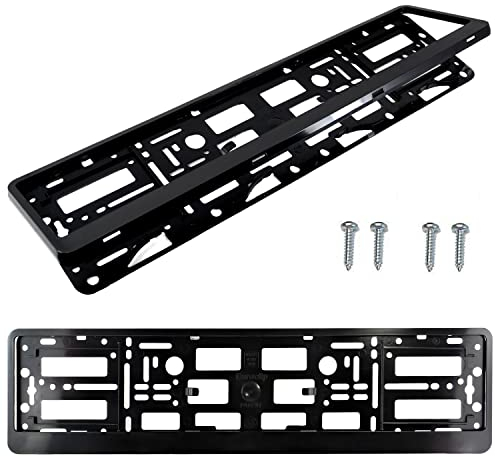 PAIR (2PCS) BLACK HINGED Car Registration License Number Plate Surround Holder for flat car bumpers and surfaces, caravans and trailers