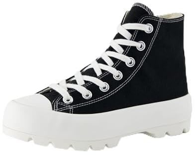 CUSHIONAIRE Women's Vespa high top Canvas Sneaker +Memory Foam and Side Zipper, Black/White 8.5