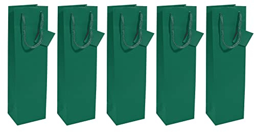 SIGEL GT502 Gift bags, for bottles, 35 x 10 cm, matte, dark Green, 5 Pieces