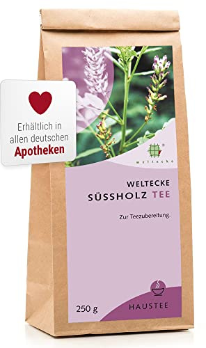 Weltecke Süßholzwurzel-Tee 250g | Arzneibuch-Qualität | Hergestellt & Kontrolliert in Deutschland | Angenehm-Aromatischer Geschmack | Offener Kräuter-Tee Frisch Abgefüllt | Loser Süßholz