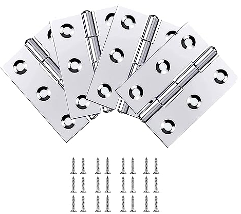 Bohaner Door Hinge, 3 / 76mm Polished Chrome Ball Bearing Hinges,Zinc Plated Steel Butt Hinges for Home Furniture Bathroom Cabinet Window Internal Doors Including Fixing Screw(4Pcs)