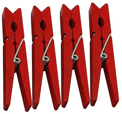 BUGUUYO 40stücke Rote Holzwäscheklammern Langlebig Robust Kleines Praktisches Design Befestigung Für Kleidung Quilt Und Bettwäsche Windfest Zuverlässig