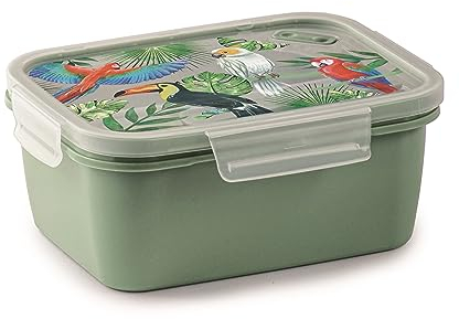 Snips 010080 Tucano Rectangular Lunch Box | Lid with 4 Safety Locks | 1.50 litres | 21 x 16.5 x 8.8 cm | Made in Italy | 0% BPA and Phthalate Free, PP + TPE, Green