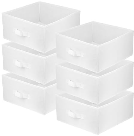 Lavita | Contenitore pieghievole | Contenitore | Scatole per conservazione 31 x 31 x 15 cm | Scatola con cassetto | Organizer | Conservazione e organizzazione dei vestiti | bianco | 6 pezzo