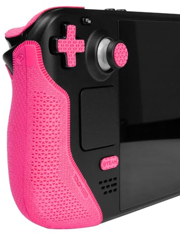 TALONGAMES Controller Grips Compatible with Steam Deck Controllers Non-Slip Sweat Absorbing Textured Skin Set for Grips Buttons Trigger D Pad (Ultra Version - Pink)