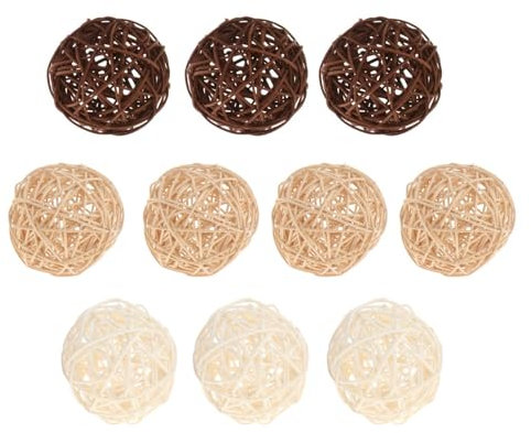 MagiDeal Boules décoratives en rotin Naturel, Lot de 10 pièces, 3 Couleurs Assorties, fabriquées à la Main, 3 cm, Remplissage pour Vase, décoration intérieure, Centre de Table, DIY.