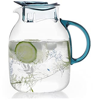 MOOWI Wasserkrug aus Glas Glas kaltes Wasserkrug mit Anti-Branding-Griff-Haushalts-Großkapazität-Pitcher Hochtemperaturbeständige Teekanne (50,7/67,6 oz) Kalter Wasserkocher (Size : Small)
