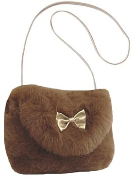 Spldsun Borsetta Bambina, Bambini Carina Pelosa Borsa, Borsa a Tracolla Princess, per Bambini 3-5 Anni, Contenitore Chiavi, Fazzoletti, Maschere, Carte (Marrone)