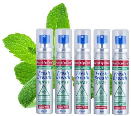 5 x Fresh Breath Spray Fresh Mint Flavour Antibacterial Instant Mouth Spray 25ml