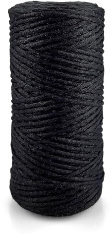 Netuno Cuerda algodón macramé Color Negro 3 mm 100 m Hilo Artesanal Suave Resistente Trenzado decoración manualidad Bricolaje hogar Arte DIY