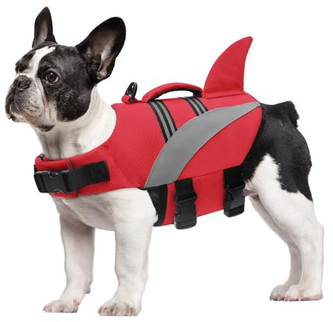 Oslueidy Giubbotto di Salvataggio del Cane Alta Flotation Shark Dog Salvagente Galleggia Cappotto Riflettente Pet Gilet di sicurezza Costumi da bagno Dog Life Vest