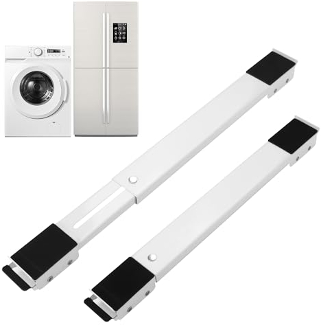 Ruedas Lavadora,Soporte Con Ruedas Lavadora,Base Ajustable,46 a 71cm Ajustable,Apto para frigoríficos,sofás y armarios.Puede soportar 300 kg (Blanco) (Blanco)