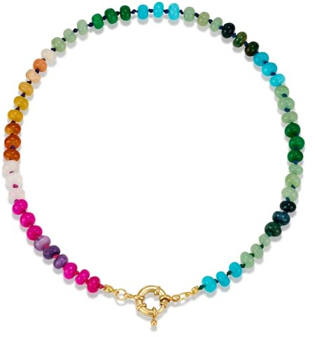 LILIE&WHITE Collana Donna con Pietre Naturali Multicolore, Design Elegante e Antiallergico, Resistente allo Sbiadimento, Regalo per Compleanno, Anniversario o Occasioni Speciali
