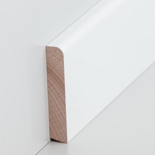 PROVISTON Lot de 5 plinthes en bois massif de hêtre à coller, visser et clouer - 13 x 70 x longueurs tombantes jusqu'à environ 2500 mm
