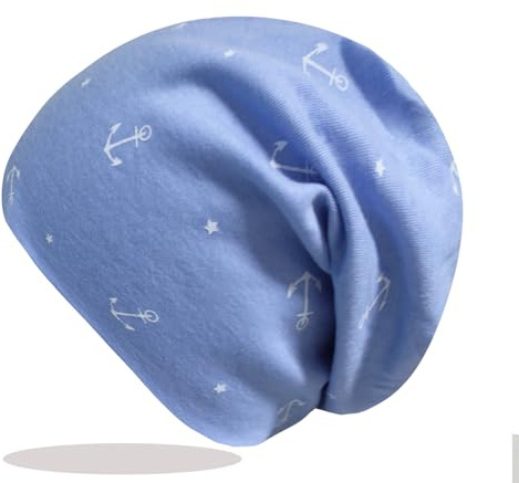Glamexx24 lång klassisk beanie-mössa: män kvinnor vintermössa, unisex löparmössa för vår, höst och vinter med ankarmönster, Himmelsblå, one size