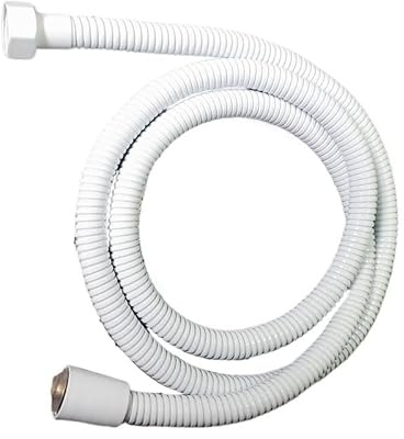 QIULKU Duschschlauch,Brauseschlauch Weiße Farbe, 1,5 m, Flexibler Duschschlauch aus Edelstahl mit Doppelverschluss und EPDM-Innenrohren(80cm)