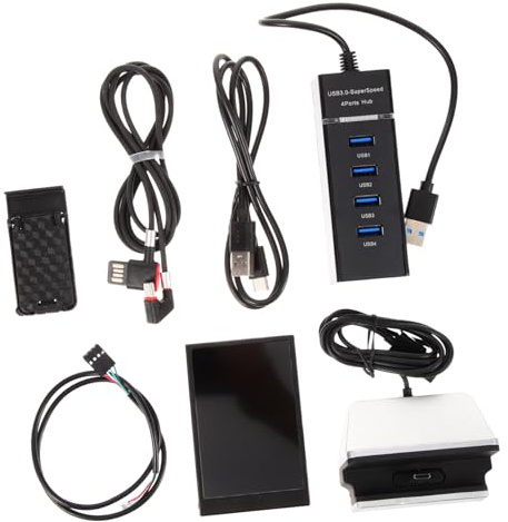 SECFOU Pannello Monitor Dati per Case Pc, Schermo 320x480 Regolazione Continua della Luminosità, Alimentazione Usb, Installazione Facile