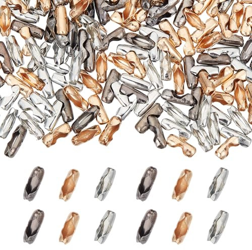 NICENEEDED 300 Pcs Ball Chain Connector Claps, Fit for 2.4mm Round Bead Ball Chain, Ball Chain Fastener Accessories for Necklace Bracelet Earring Key Chains Tags Jewelry Making DIY