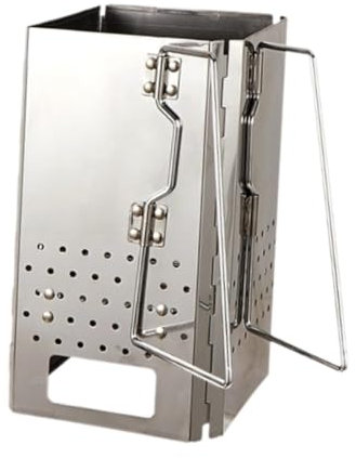 perfk Cheminée d'allumage à Charbon de Bois Pliable et Robuste en Acier Inoxydable, Petit Four à Charbon de Bois, brûleur à Bois pour Barbecue, Accessoire