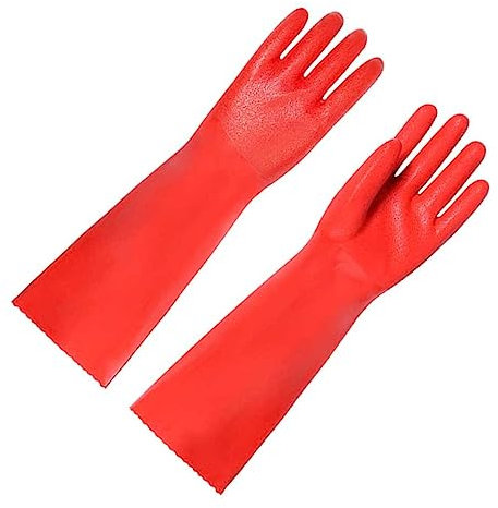 SKISUNO 1pair Dishwashing Gloves Thicken Kitchen Cleaning Gloves Non-slip Housework for Daily Use Long