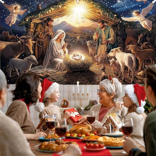 Cartel de festival de Navidad para garaje y hogar en interiores, crea un ambiente cálido y amoroso, reunión familiar, decoración festiva, 400 x 180 cm, material de poliéster, decoración para