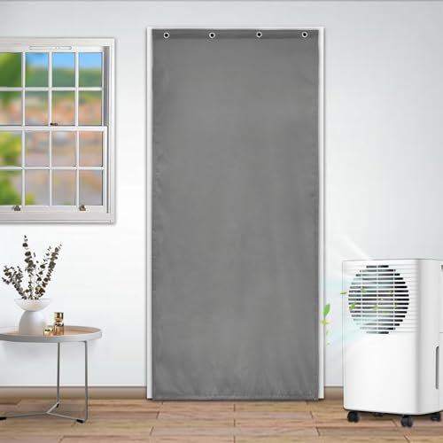 Isolierter Thermovorhang für Haustür Wasserdicht Kälteschutz Beige 70x200cm
