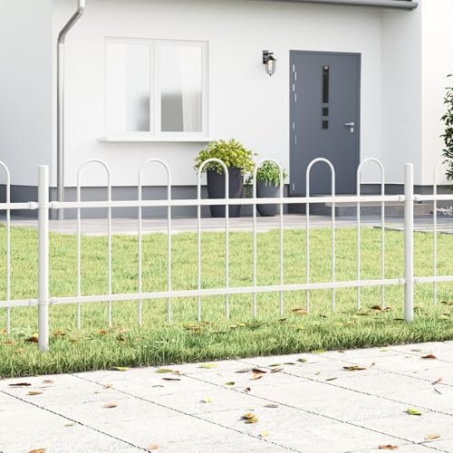 vidaXL modernes weißes Zaunpaneel-Set 3 Paneele für den Außengebrauch langlebig pulverbeschichteter Stahl stylisches Design einfache Montage für Gärten und Balkone Zaun Metall Grenze Garten Balkon