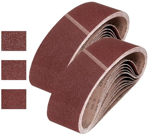 sourcing map Nastri abrasivi in ossido di alluminio, 100 mm x 915 mm, 30 pezzi, grana 40/60/80, per lavorazione del legno, lucidatura dei metalli, affilacoltelli