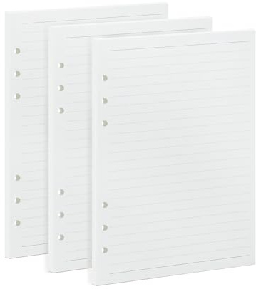 OVISEEN A5 Liniert Ringbuchpapier mit 8mm Linien Nachfüllbar, 6-Loch | 135 Blatt 6-Loch Ringbucheinlagen, 100GSM Papier, 210x142mm Ideal für Journaling, Notizen Malerei für Filofax A5