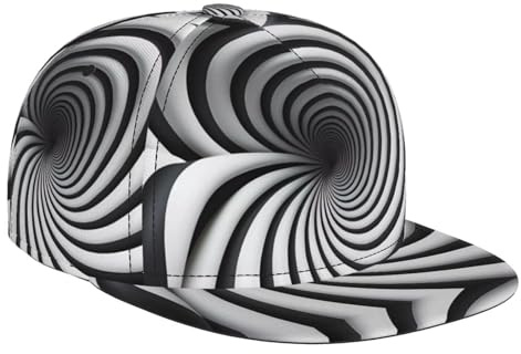 WZYWHJ Casquette de baseball tendance à bord plat illusion d'optique en spirale image GIF réglable, respirante et légère pour homme et femme, noir, taille unique, Noir/blanc, taille unique
