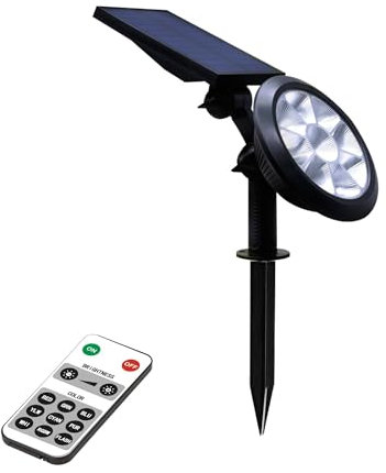 Suprema, Faretto da Giardino, Picchetto Solare RGB con Sensore Crepuscolare, Pannello Orientabile, Telecomando Incluso, IP65, Autonomia 6-12 Ore