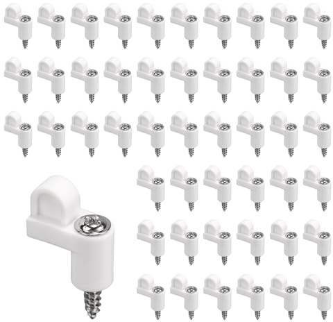 48pcs 3/8in Window Screen Holder Clips with Screws, Nylon Diecast Door Glass Secure Fasteners Winter Retainer Insert Latch Tabs for Hurricane Windows Storm Panels Frame Hardware Parts (White)